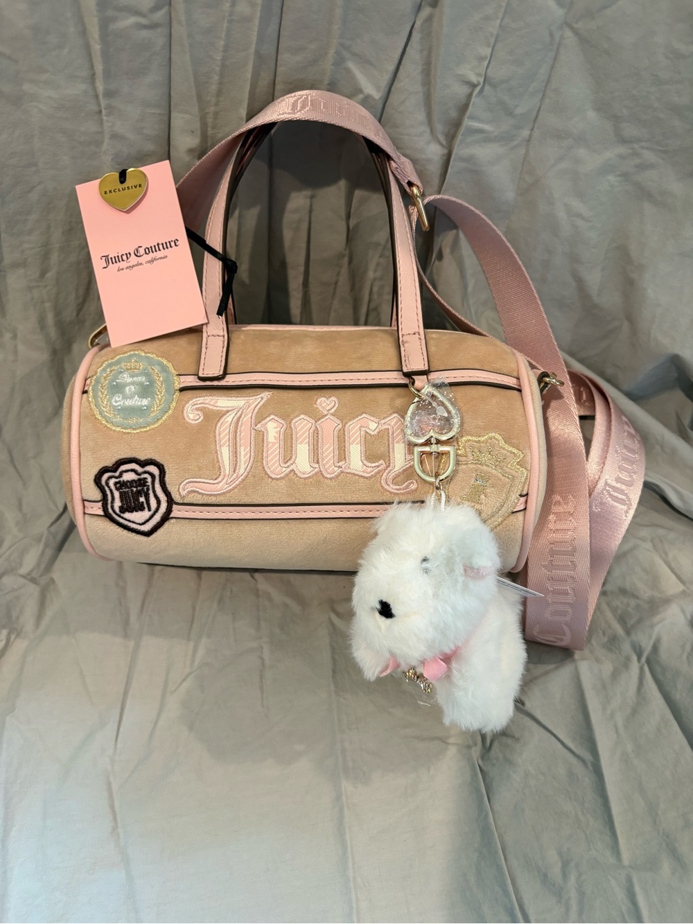 Juicy Couture Study in Style Barrel Bag with Dog Charm